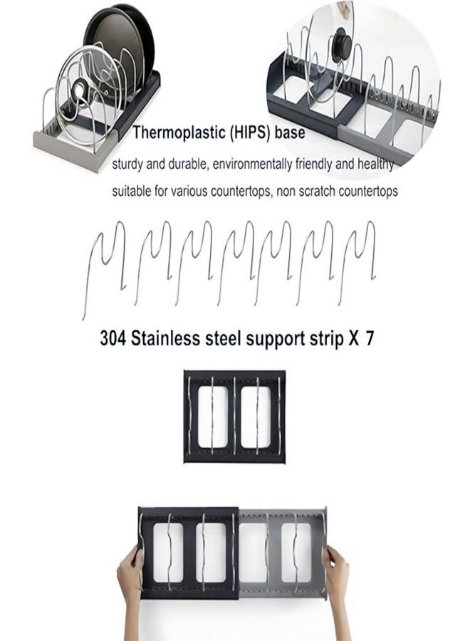 Livzing Expandable Cookware Organizer, Stainless steel Adjustable Dividers for Space saving storage for pan lids, baking trays Pot & Pan Organizers Rack,Pot Lid Organizers,Pot racks,Pot holder,Kitchen - Image 4